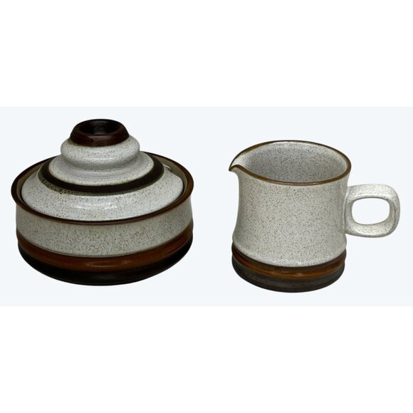 Denby Langley Stoneware Red Rust Potters Wheel Sugar & Creamer Set England - Picture 1 of 9